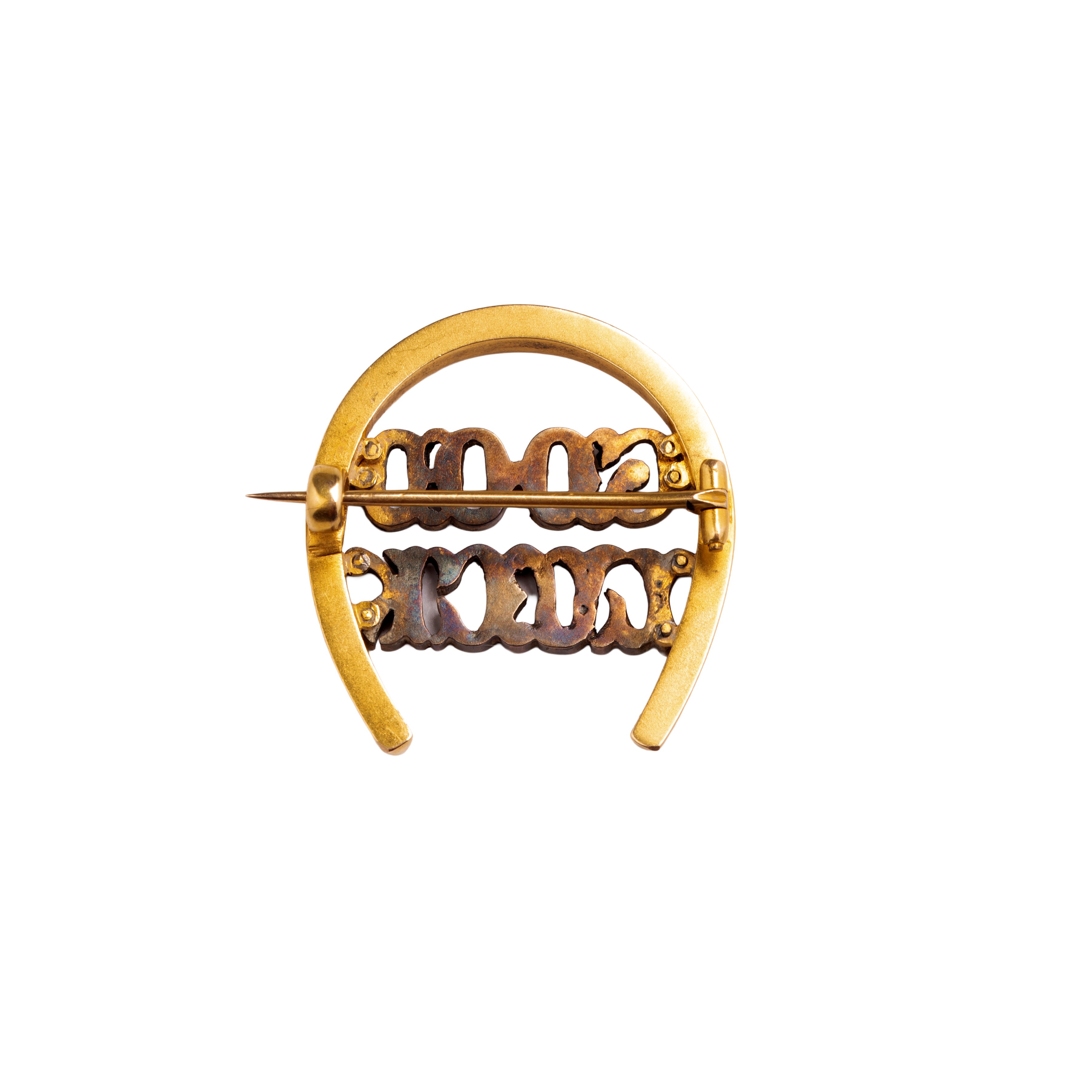 Spilla “Good Luck”, oro giallo 9 kt con diamanti e argento, inizio XX secolo