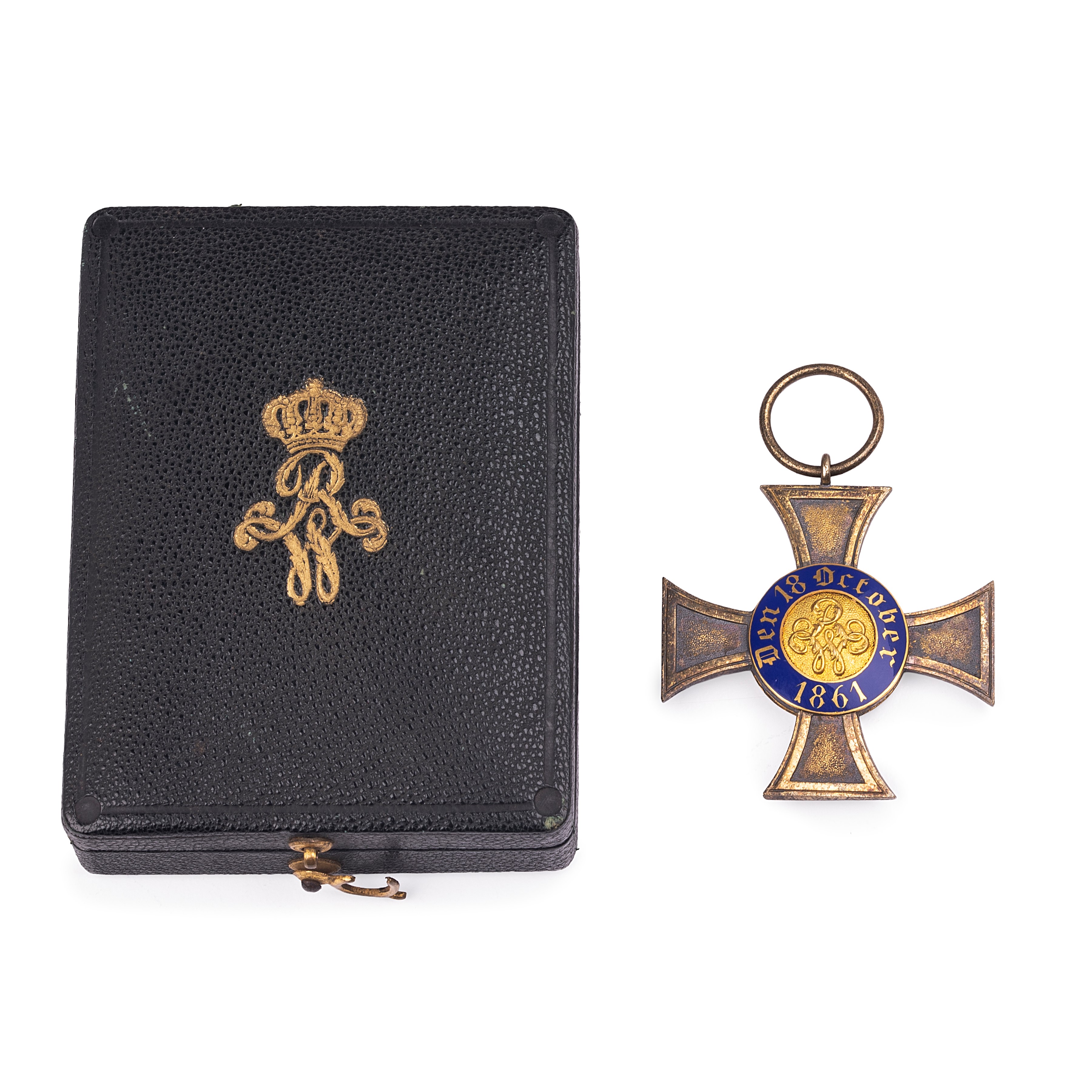 Decorazione militare, dell’Ordine della Corona Reale, in oro, argento e smalto blu (Regno di Prus...