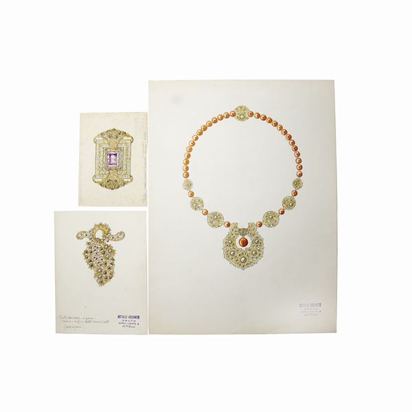 ARCHIMEDE BOTTAZZI - Sketches for jewelry, Archimede Bottazzi