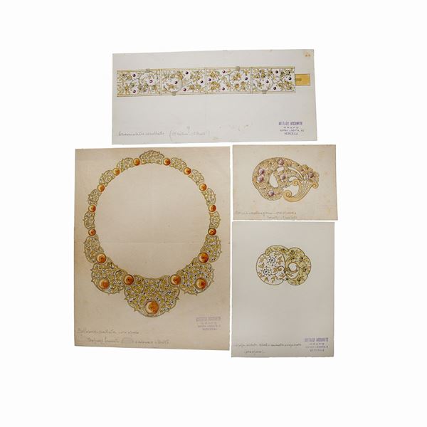 ARCHIMEDE BOTTAZZI - Sketches for jewelry, Archimede Bottazzi